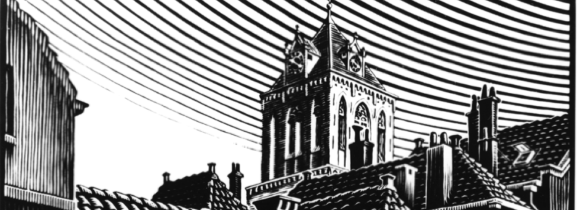 M.C. Escher kaarten met houtsneden van Delft